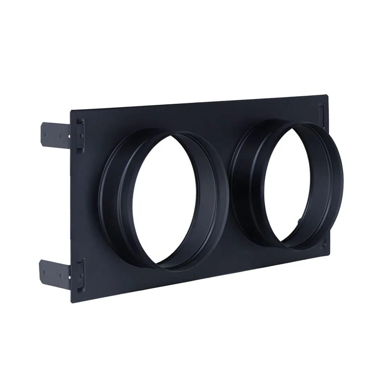 Subtiel Verstellbares Stutzenblech 325 x 195 mm Mit 2 Stutzen Ø 125 mm Schwarz