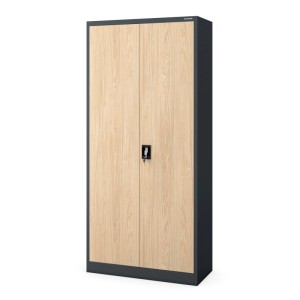 JAN NOWAK Büro-Aktenschrank aus Metall, Anthrazit mit Eiche Sonoma Türen, abschließbar. Ideal für Ordner im Büro.