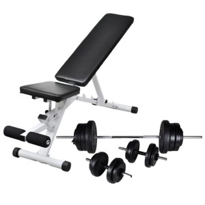 vidaXL Hantelbank mit Langhantel und Kurzhantel Set 60,5 kg 275347