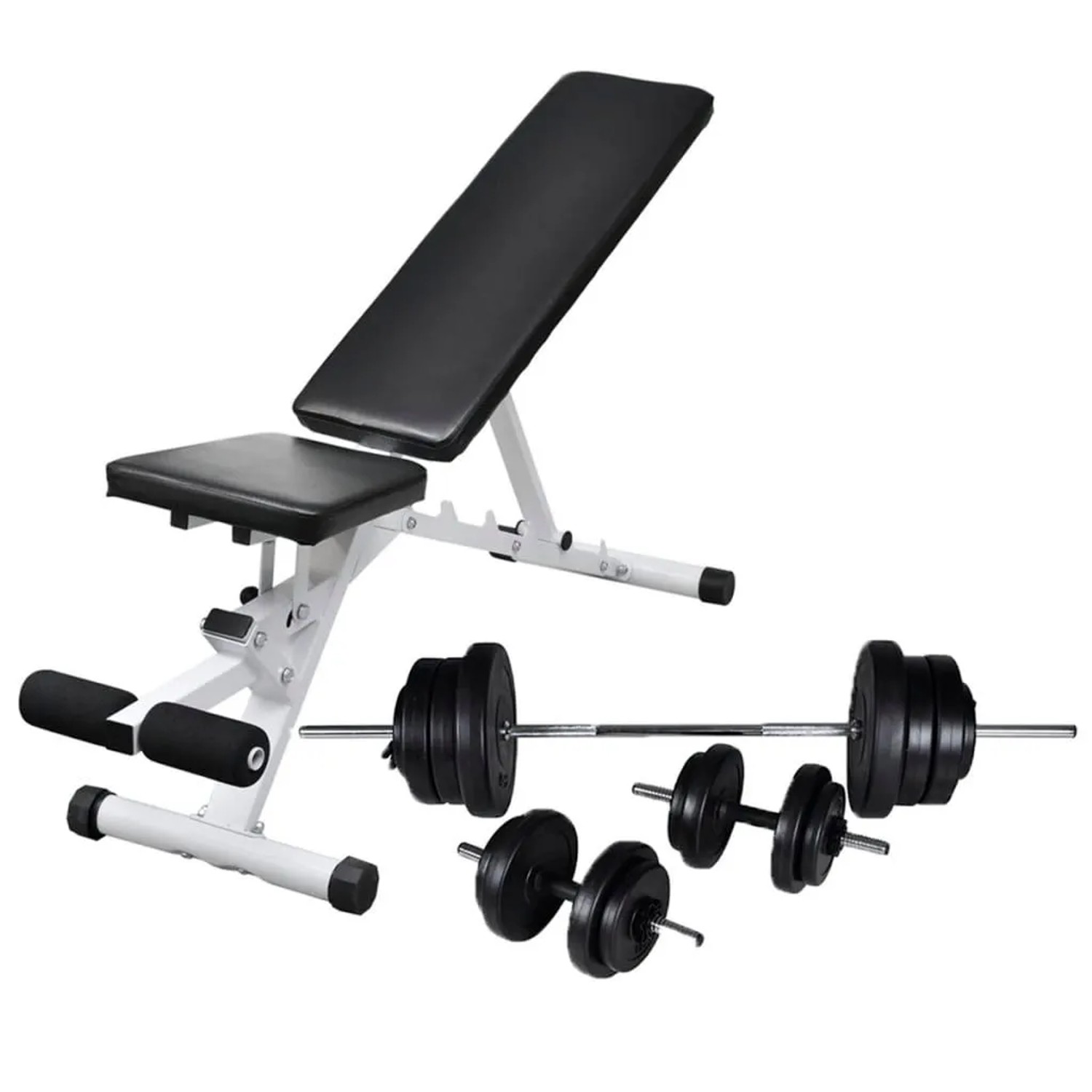 vidaXL Hantelbank mit Langhantel und Kurzhantel Set 60,5 kg 275347