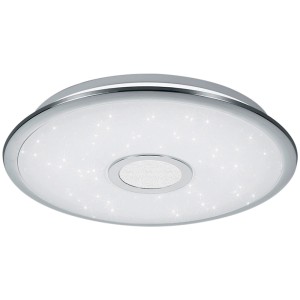 LED-Deckenleuchte Osaka mit Sternenhimmel-Effekt, chromfarben, dimmbar.