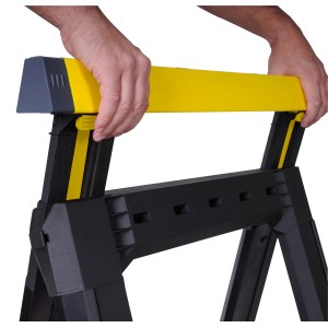 Stanley Unterstellbock (2er Set) höhenverstellbar, gelb/schwarz. Arbeitsbock für Handwerker.