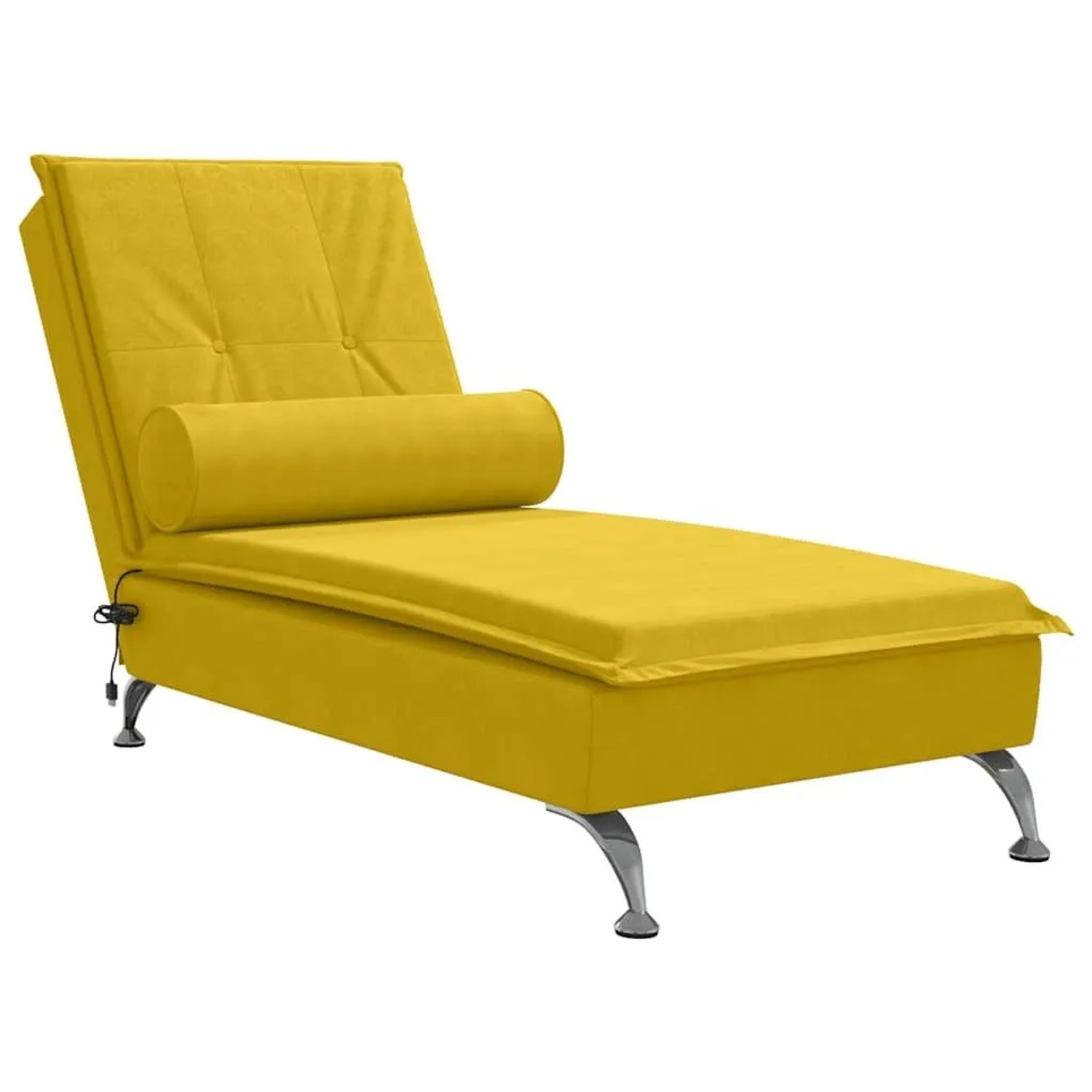 vidaXL Massage-Chaiselongue mit Nackenrolle Gelb Samt 379456
