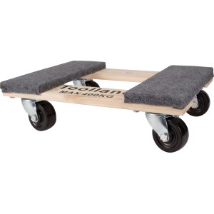 Rechteckiger Toolland Transportroller mit 4 Rollen, Pappelholz und Filz, bis 400 kg Traglast.