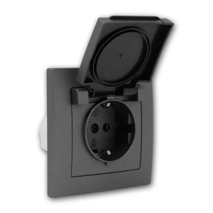 McPower FLAIR Steckdose IP44 anthraz250V16AUP Klemman