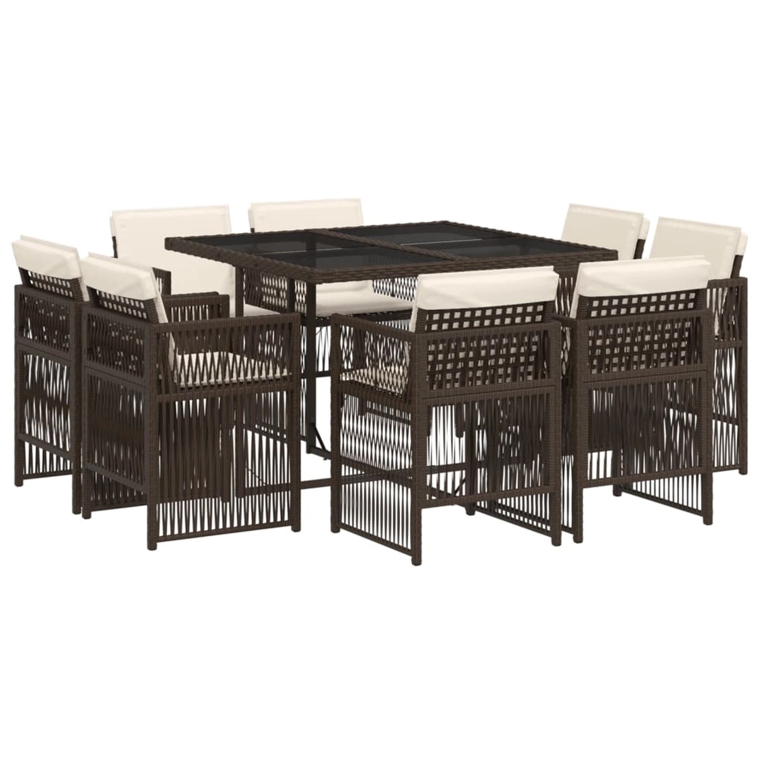 vidaXL 9-Tlg Garten-Essgruppe mit Kissen Braun Poly Rattan 3211017 günstig online kaufen
