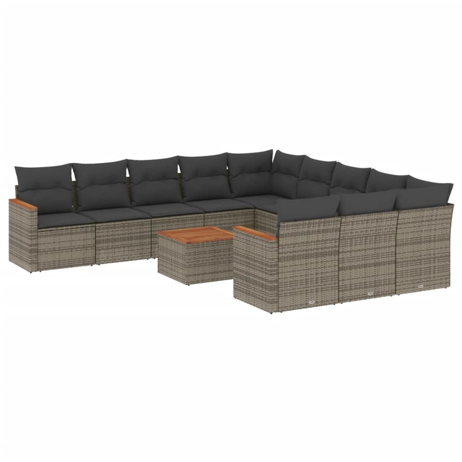 vidaXL 12-Tlg Garten-Sofagarnitur mit Kissen Grau Poly Rattan 3258840 günstig online kaufen