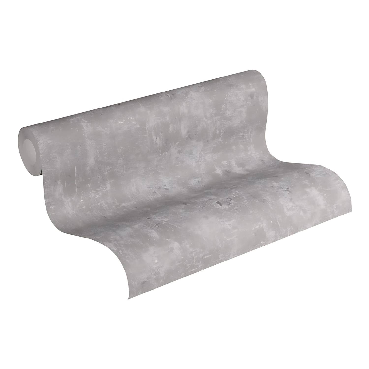 Rolle graue PROFHOME Vliestapete mit matter Uni-Oberfläche und leichter Struktur.