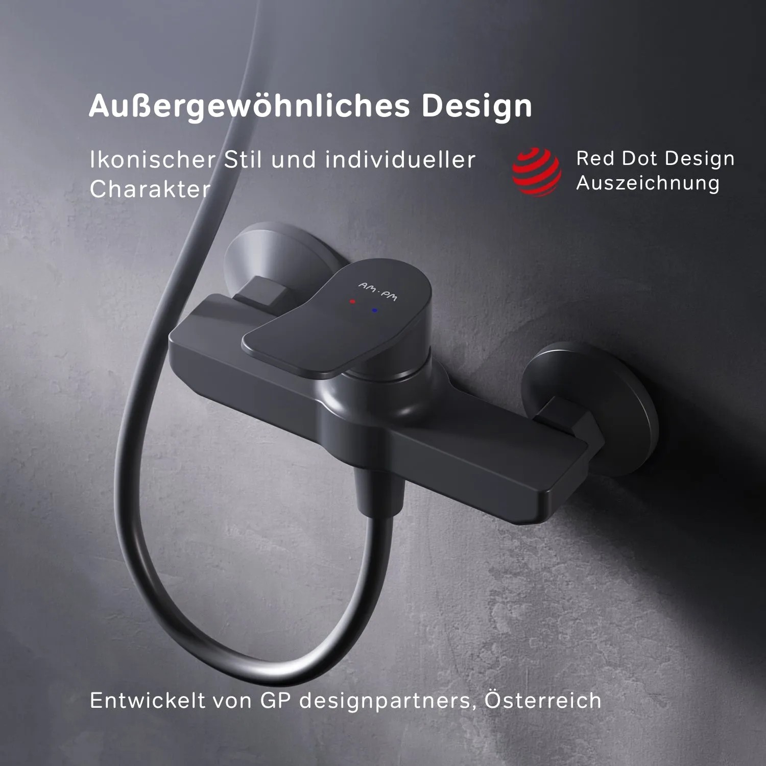 Schwarze AM.PM Einhebel-Duscharmatur Hit aus Messing. Mischbatterie für die Dusche.