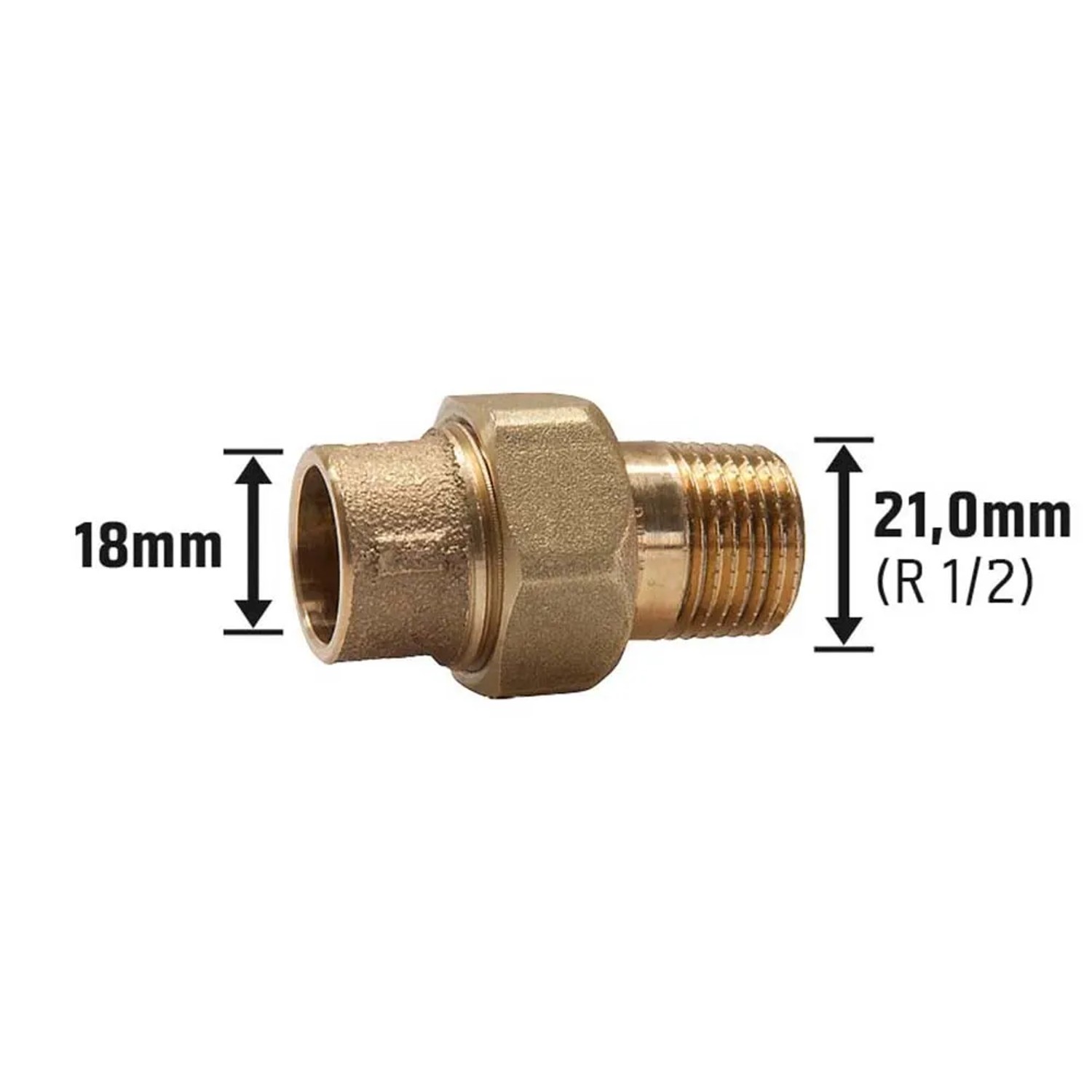Löt-Verschraubung, 29 mm, Rotguss, mit Gewinde und Lötanschluss für Wasser- und Heizungsinstallation.