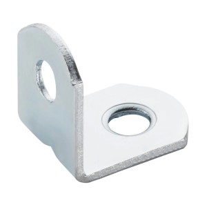 SOTECH Winkelverbinder aus verzinktem Stahl, L-Form, abgerundet, mit gesenkter Lochung und Sicke für Möbel.