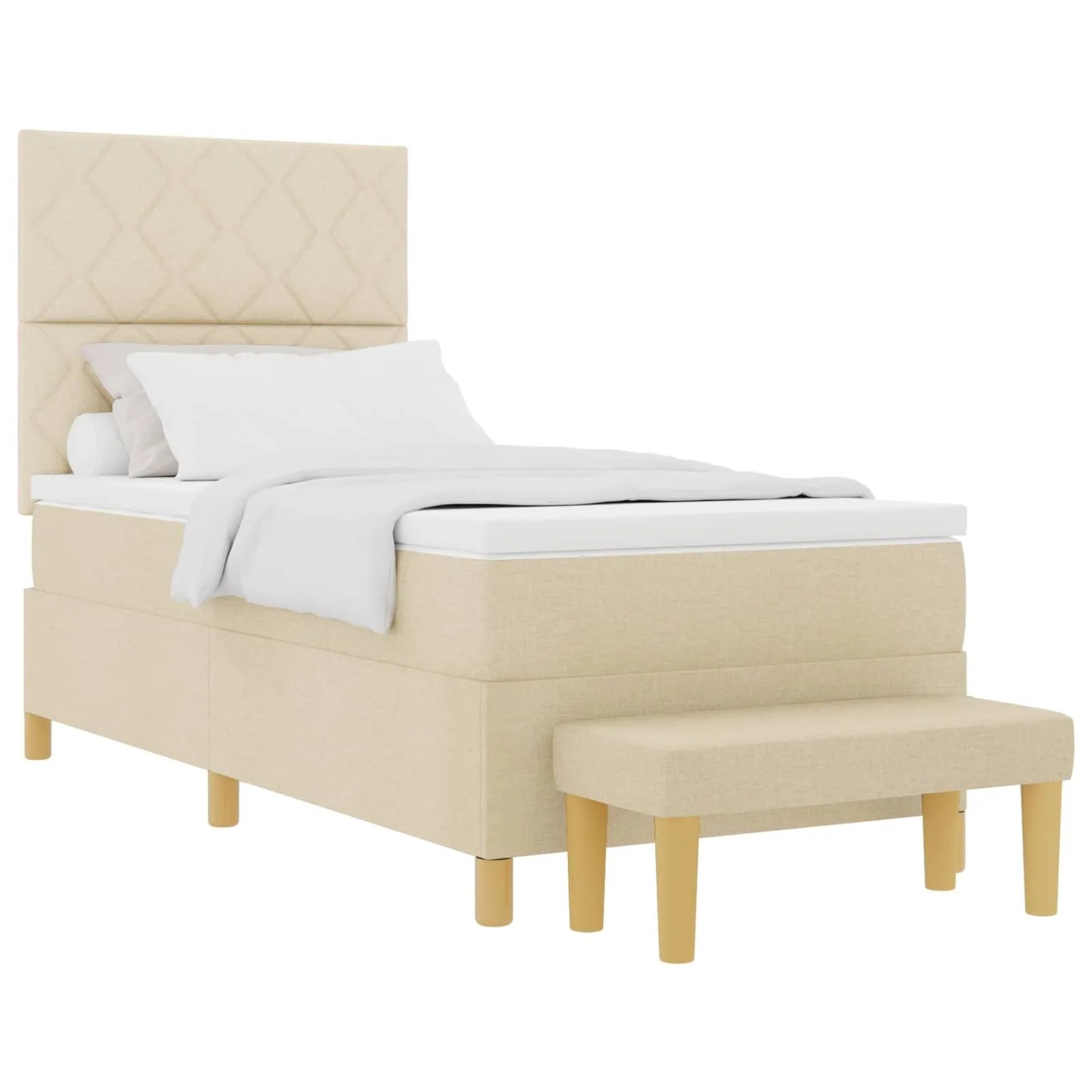 vidaXL Boxspringbett mit Matratze Creme 100 x 200 cm Stoff 3344357