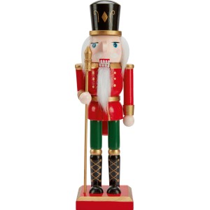 Nussknacker Schimah-Holz, 25 cm, rot/grün/schwarz, Weihnachtsdekoration.