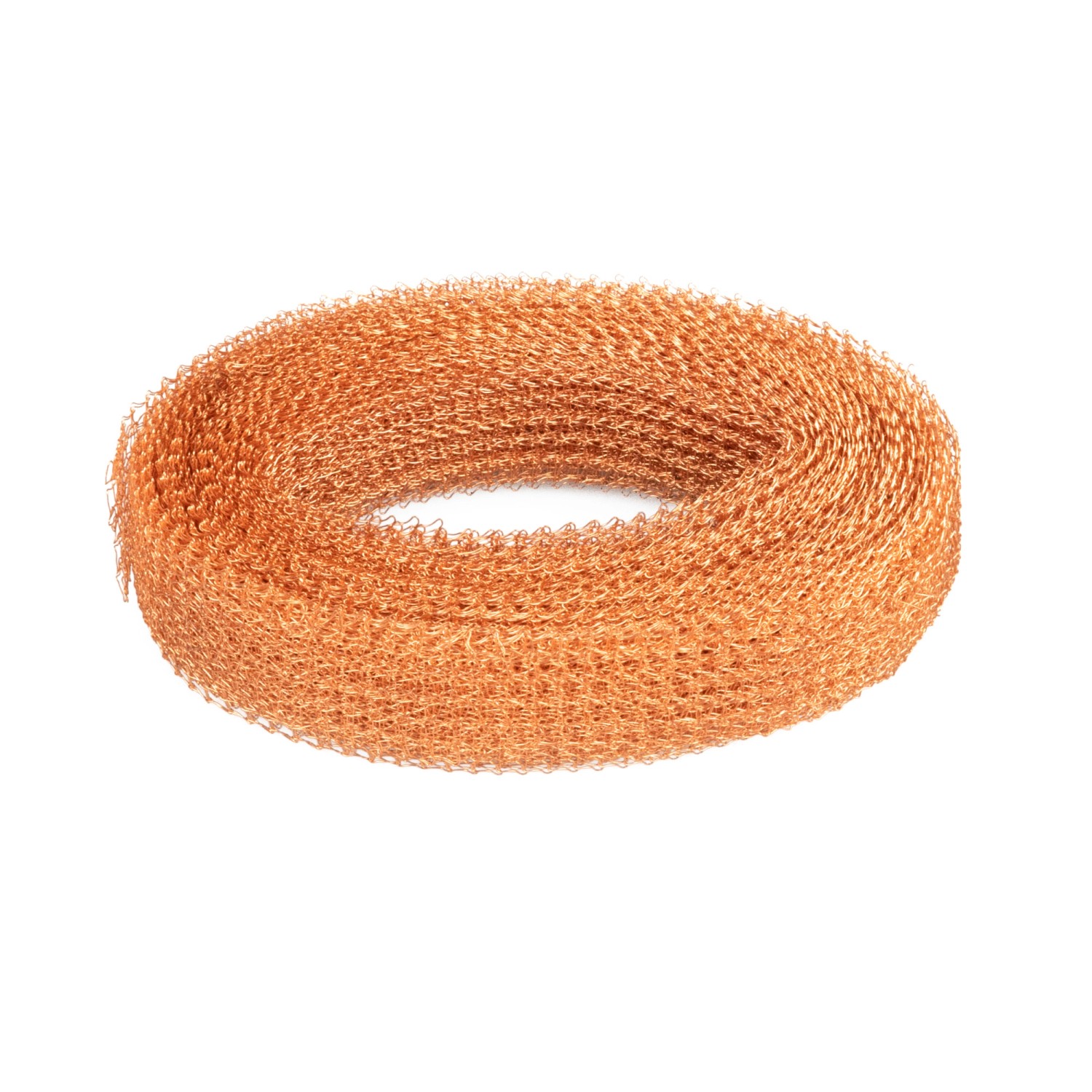 Aufgerollter Windhager Schneckenzaun aus Kupfergeflecht, 800 cm lang.