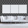 Tadessi Barock Tapete Jacopo M1 No 2308, silber-schwarz, im Wohnraum mit Sofa und Bildern.