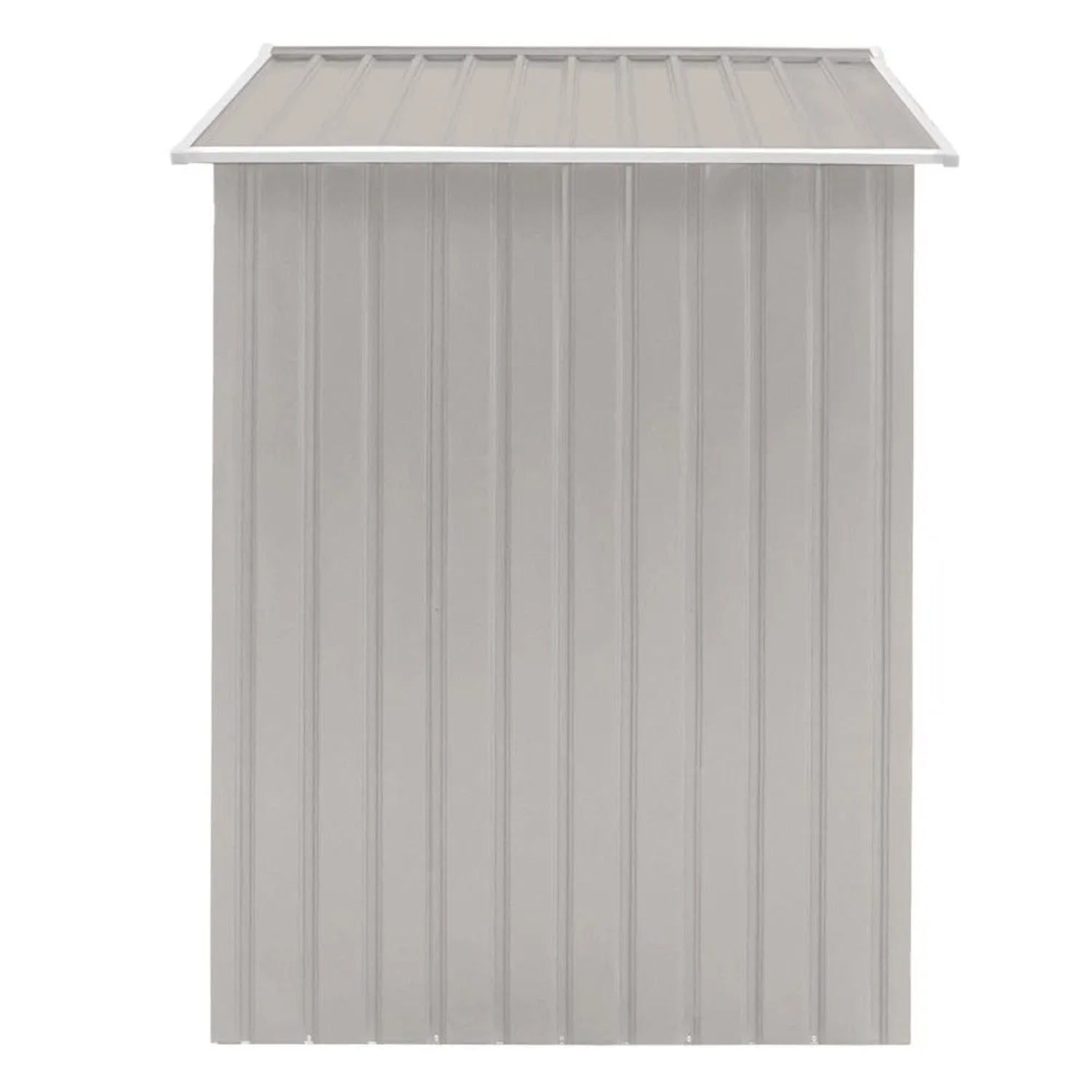 Hattoro S100 Metall Gerätehaus XL, hellgrau, mit Wellblech und Satteldach.