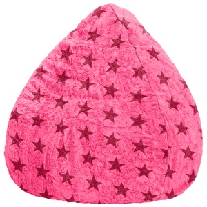 Pinker Sitzsack BeanBag Fluffy mit Sternenmuster, 220 l. Bequemer Sitzsack für Kinder und Erwachsene.