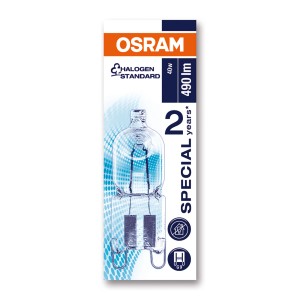 Osram Speziallampe Oven Pin G9, 40W, Warmweiß für Backöfen bis 300°C.