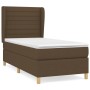 Dunkelbraunes Boxspringbett 80x200 cm mit Matratze und Kopfteil aus Stoff.