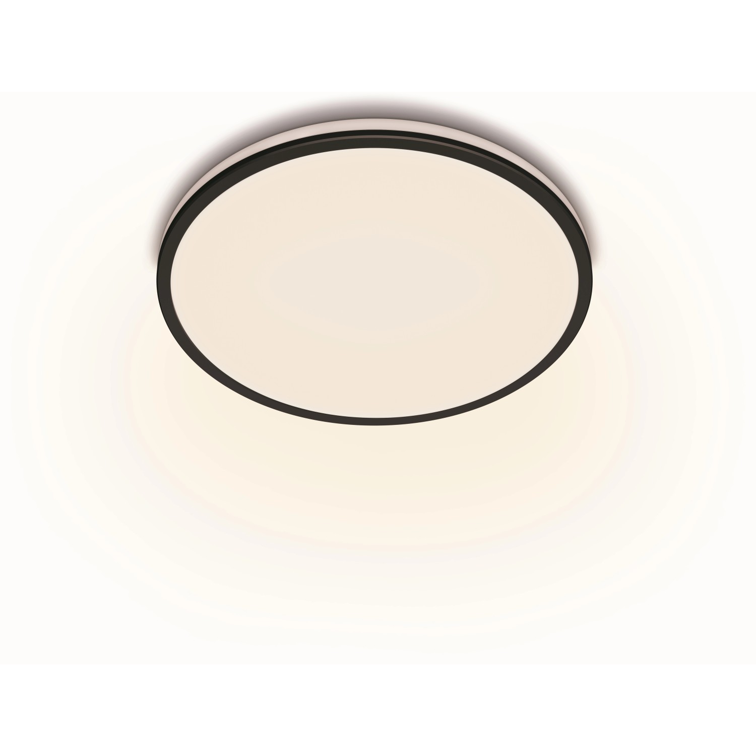 Schwarze Philips LED-Deckenleuchte Ozziet mit SceneSwitch und warmweissem Licht.