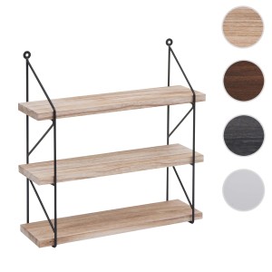 MCW Wandregal K78, 40x40cm, Naturholz mit schwarzem Metallgestell.