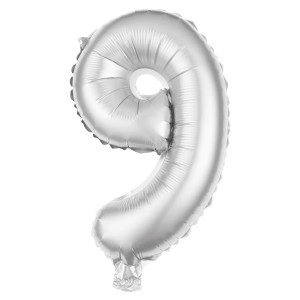 Party Factory Folienballon 100 cm Zahl 9 Silber Ø 100 cm