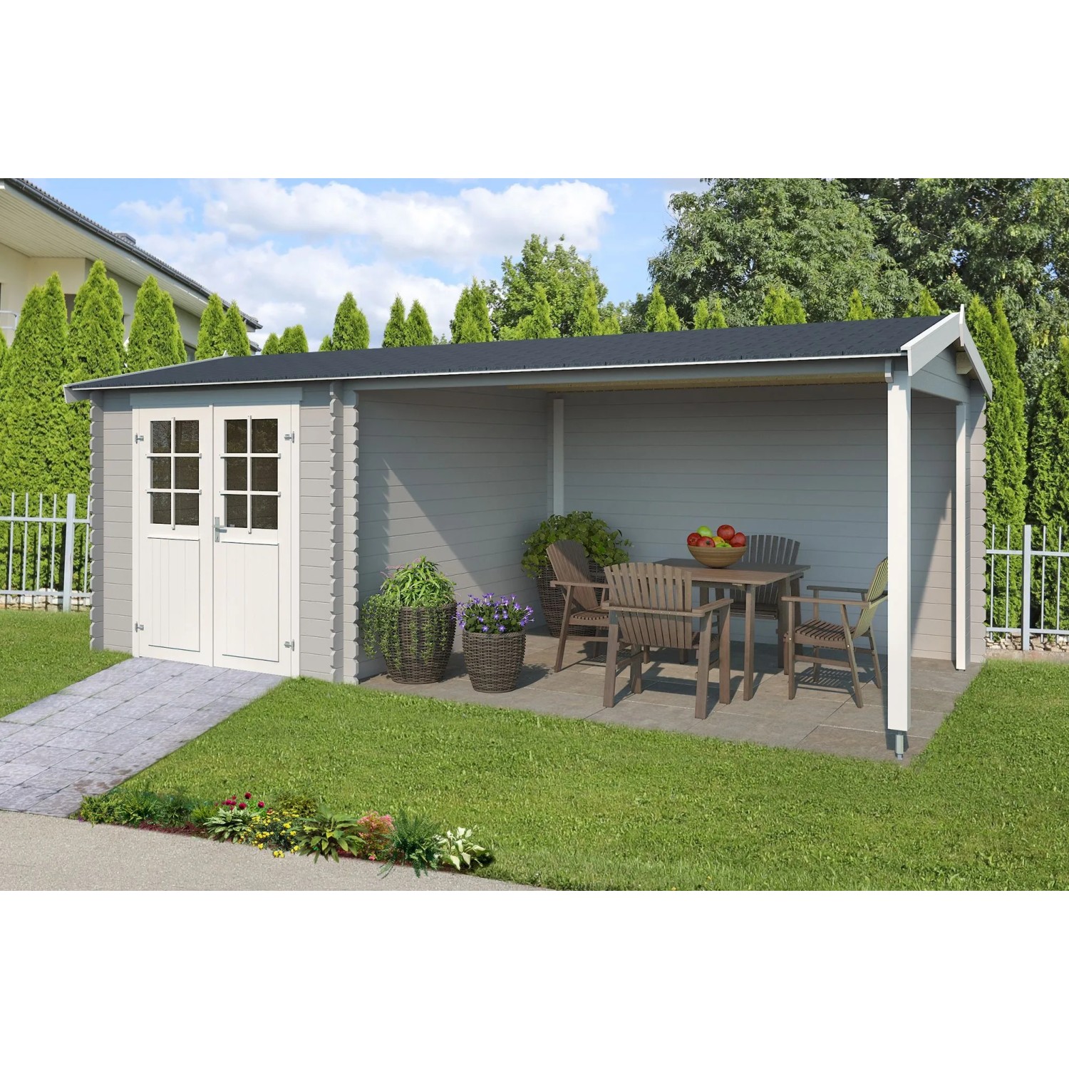 Lasita Gartenhaus Ivana 570 cm x 275 cm Lichtgrau