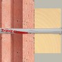 Fischer DuoXpand Langschaftdübel 10x200 mm mit Senkkopfschraube in Mauerwerk und Holz.