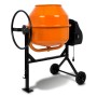 EBERTH Betonmischer 160L, orange Trommel, schwarzes Stahlgestell und Räder. Baumaschine für Beton, Mörtel und Putz.