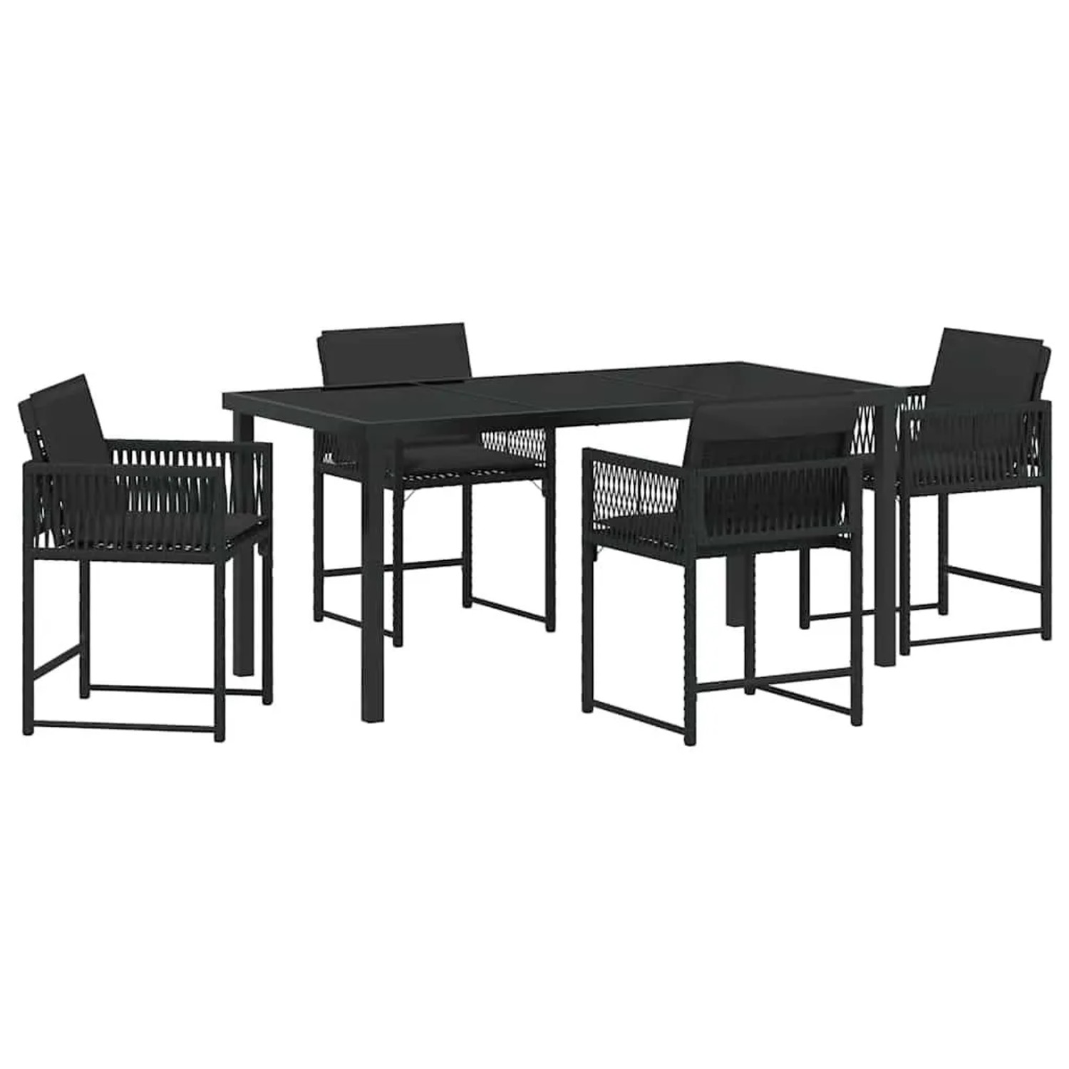 vidaXL Garten Essgruppe 5-Tlg Schwarz Poly-Rattan 3380747 günstig online kaufen