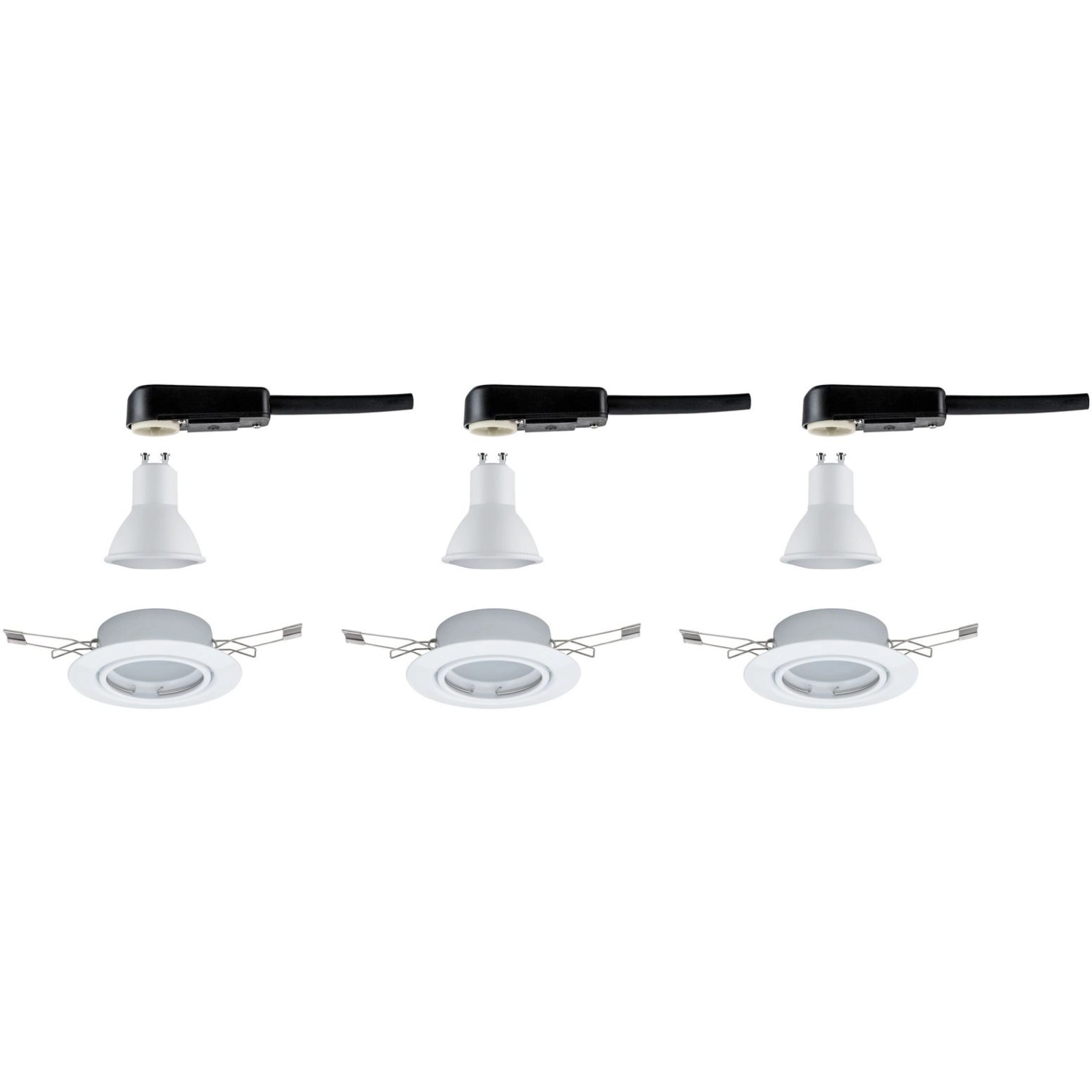 Paulmann LED-Einbauleuchte Base, 3er Set, weiß, 3-Stufen-dimmbar, mit GU10 LED-Coin.