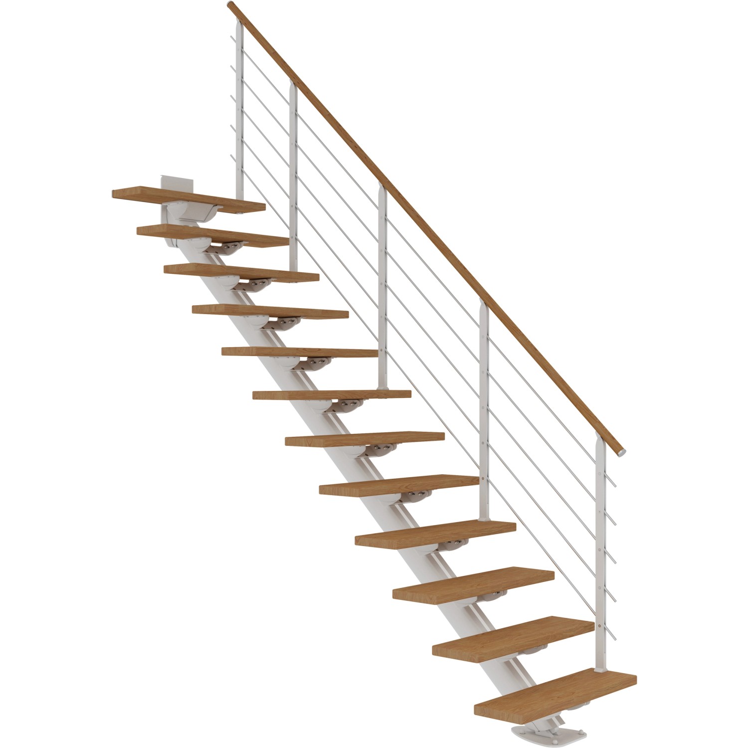 Dolle Mittelholmtreppe Sydney 13 Stufen Eiche gerade Metallteile Weiß FSC®