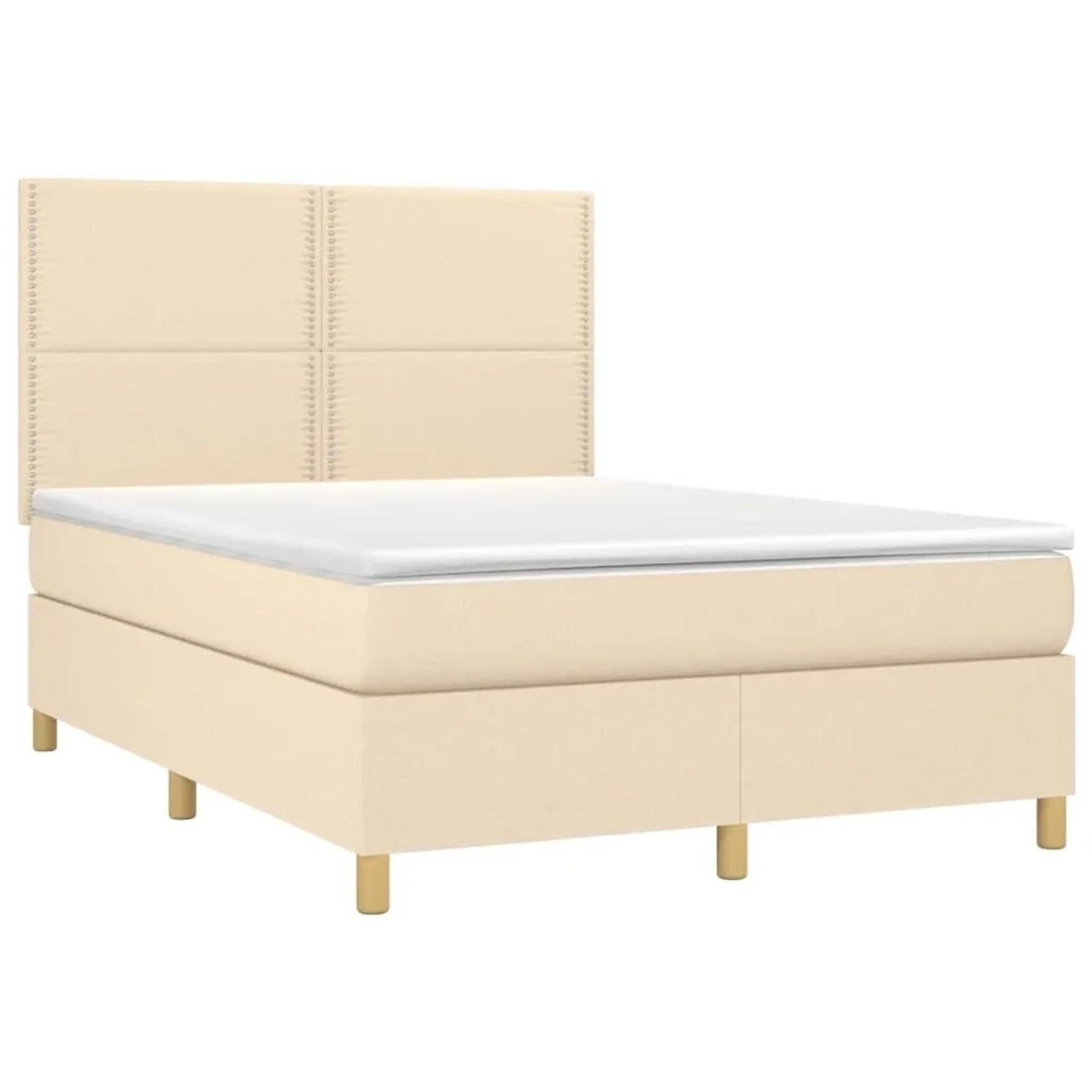 vidaXL Boxspringbett mit Matratze & LED Creme 140x200 cm Stoff 3135362