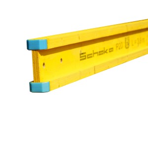 Schake Holzschalungsträger H20, 4.500 mm, mit blauen Endkappen. Baugerät für den Betonbau.