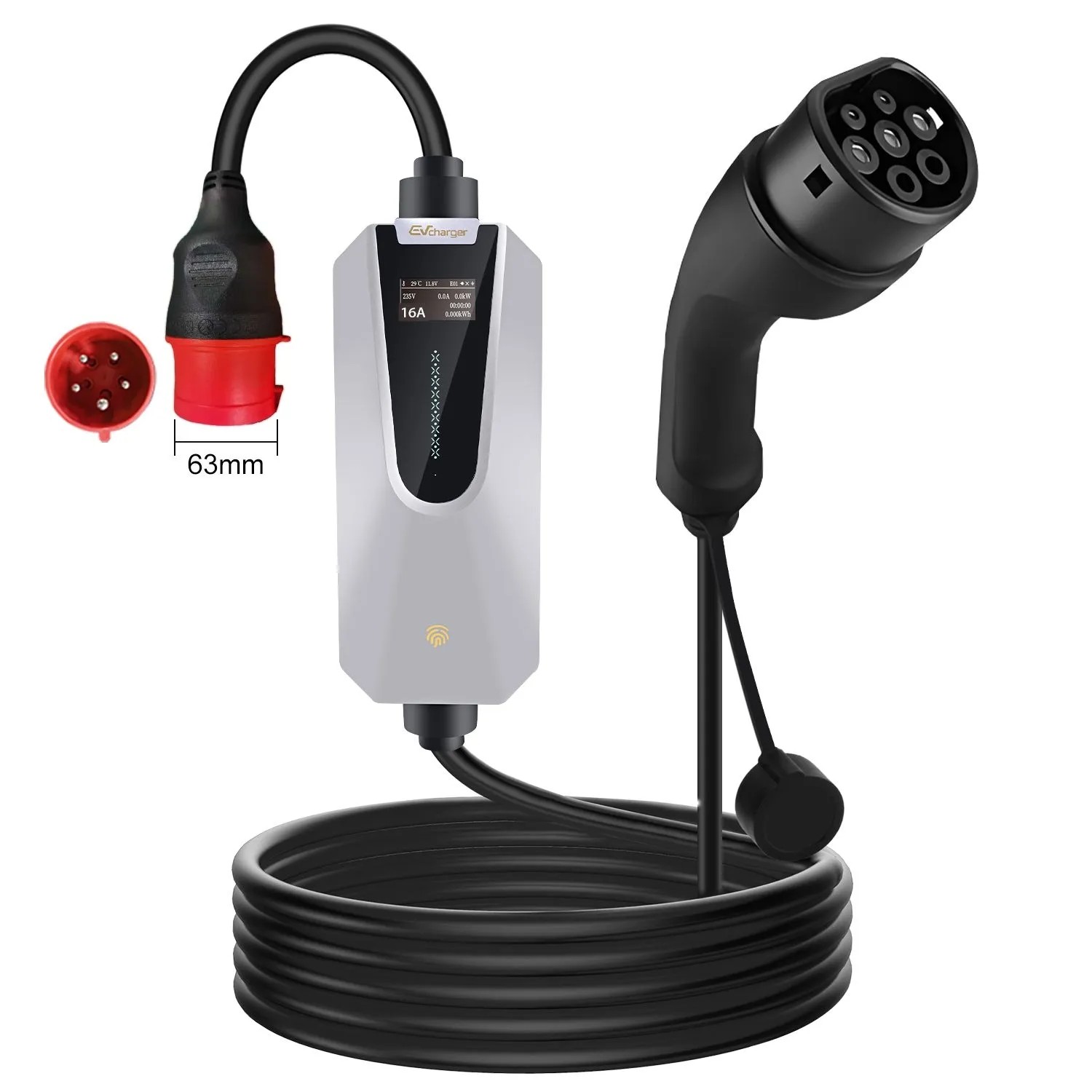 Junsun 6M 22 kW 32A Typ 2 Tragbares Ev Ladegerät