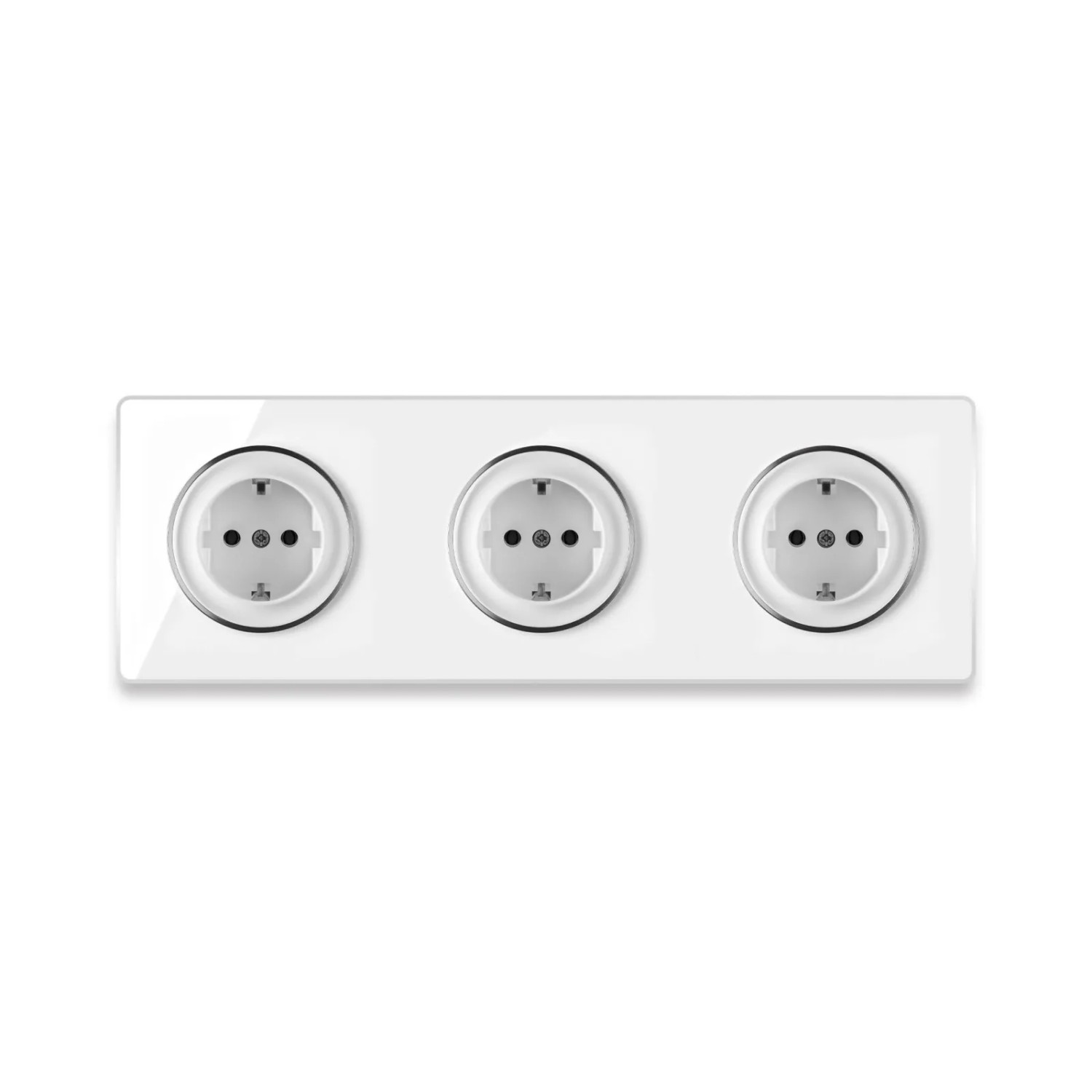 OneKeyElectro 3x Schuko Steckdose mit Schraubklemmen und Glas Abdeckrahmen 3fach Waagerecht Weiß