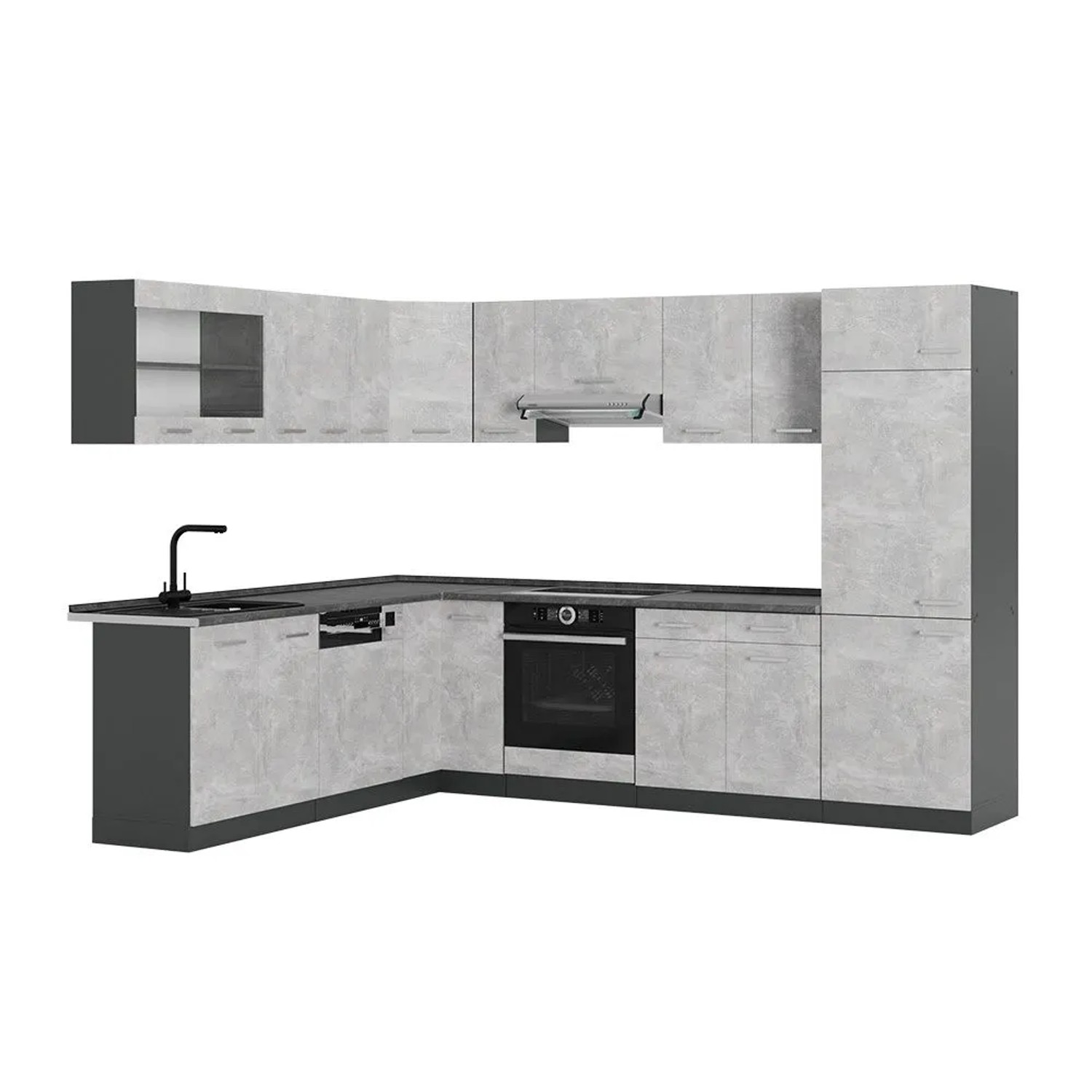 Vicco Eckküche R-Line Beton/Anthrazit 287 x 82, AP Anthrazit