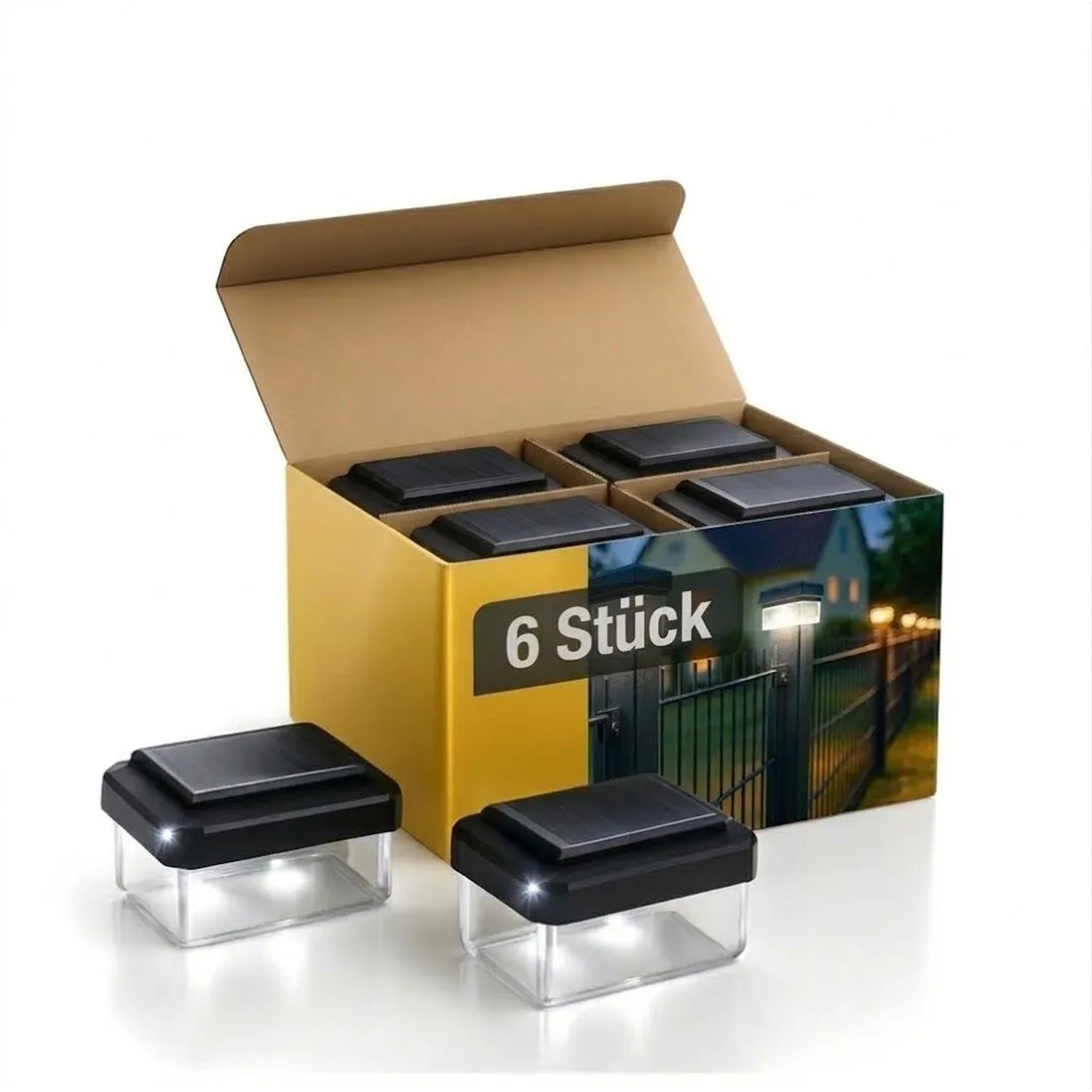 6040 Solarleuchte Solar Zaunleuchte LED 6 Stück