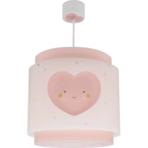 Rosa KinderDeckenlampe mit Herz-Motiv für Mädchenzimmer. Sanftes Licht für eine gemütliche Atmosphäre.