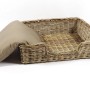 Kobolo Hundekorb aus Rattan mit Kissen, Größe L, geflochtenes Haustierbett für große Hunde.
