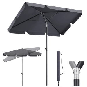 Sekey rechteckiger Balkonschirm 200x125cm, neigbar, mit Hülle. Sonnenschutz für Balkon und Terrasse.
