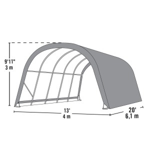 Abbildung des ShelterLogic Folien-Weidezelts 6,10x4x3 m in Grün, ideal als Unterstand oder Lagerzelt.