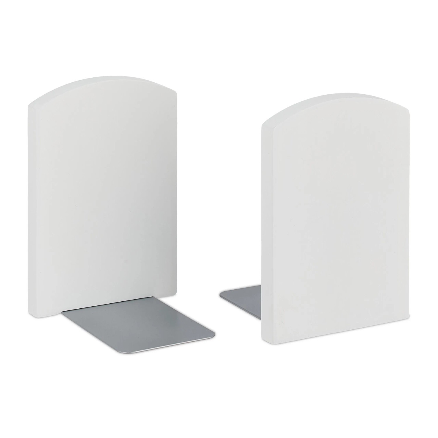 Relaxdays Buchstütze 2er Set Bambus Eisen Weiß 18 cm x 12 cm x 12 cm 400 g
