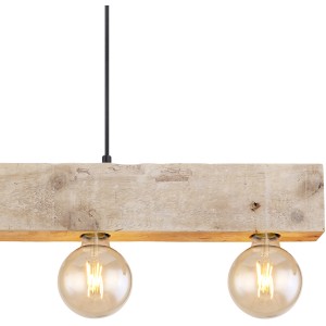 Globo Hängeleuchte ADALIE mit Holz-Balken, schwarz-matt, für E27 Leuchtmittel (exklusive).