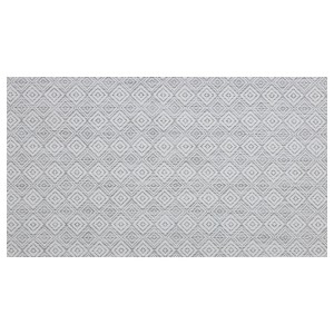 Wetterfester, hellgrauer Outdoor Teppich mit Rautenmuster für Terrasse & Garten, 180x200 cm.