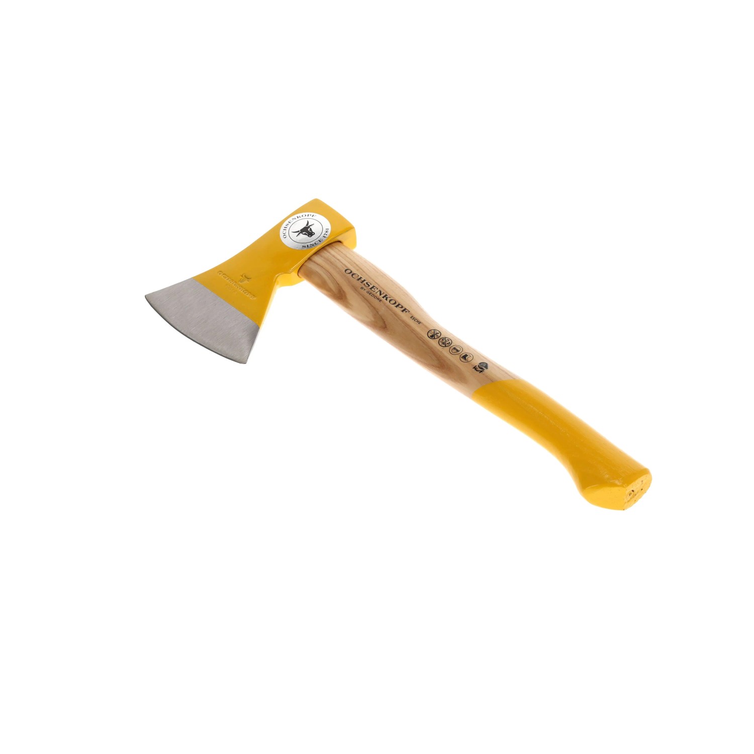Ochsenkopf Forstbeil 235 E-0802 OX, 800 g, mit gelbem Kopf und Eschenholzstiel.