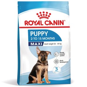 Royal Canin Maxi Puppy Trockenfutterbeutel mit Schäferhundwelpe, für große Rassen 2-15 Monate.