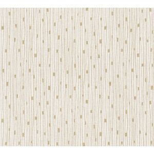 A.S. Création Vliestapete Linien in Creme und Gold. Dekorative Tapete mit Streifen und kleinen Quadraten.