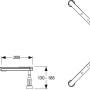 Universal Fußgestell für Brausetassen, schematische Darstellung mit Maßangaben.