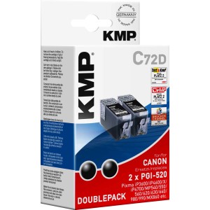 KMP C72D Tintenpatrone Doublepack Schwarz, 2er-Pack für Canon PGI-520BK, Bürobedarf.